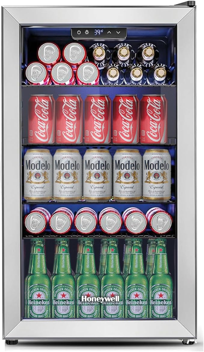 Honeywell 116 Can Beverage Refrigerator with glass door